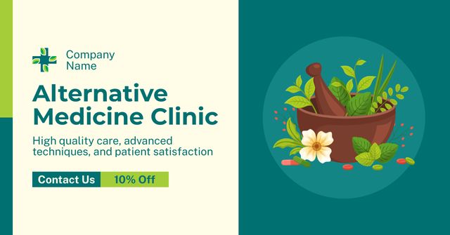 Holistic Wellness Clinic Services With Discounts Facebook AD Design Template
