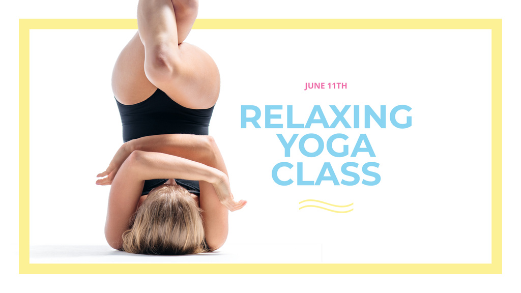 Young Woman practicing Yoga FB event cover Design Template
