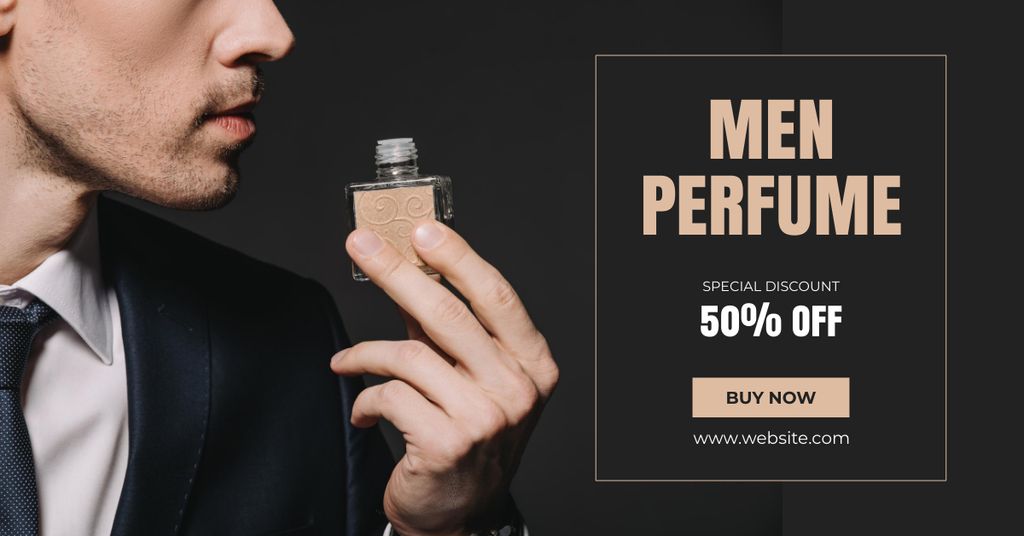 Designvorlage Men's Perfume Discount Offer für Facebook AD