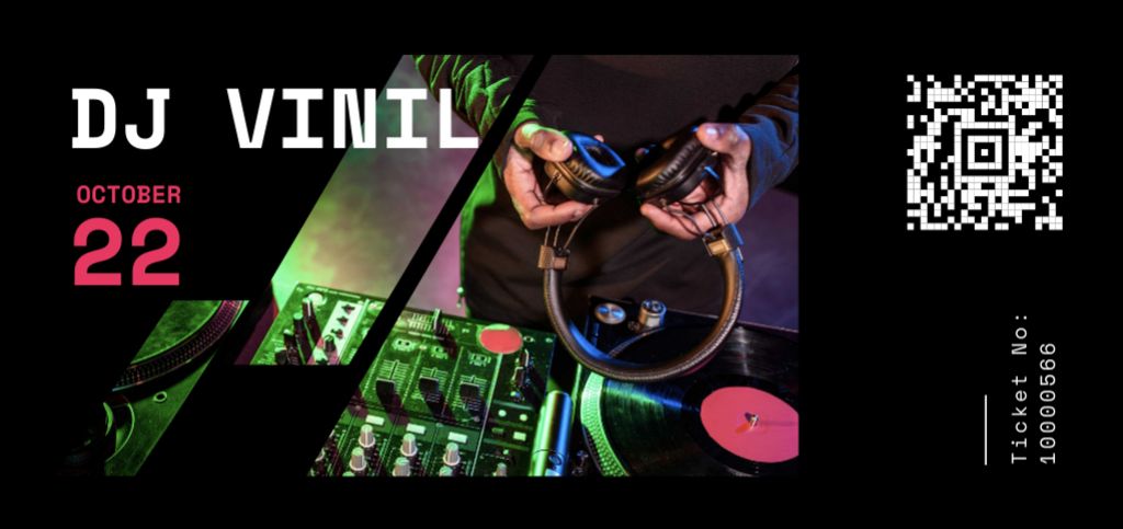 DJ Playing At Party In Club Ticket DL Tasarım Şablonu
