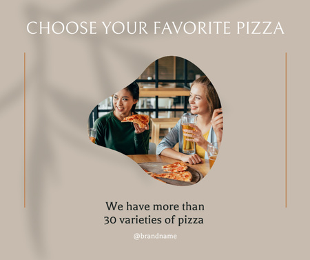 Women Eating Delicious Pizza in Pizzeria Facebook Πρότυπο σχεδίασης
