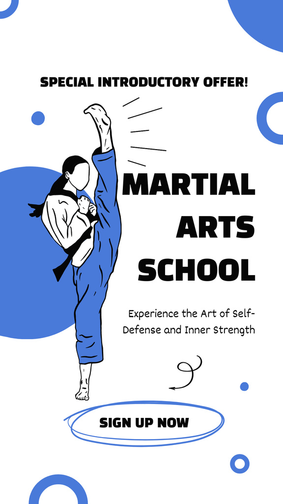 Special Introductory Offer in Martial Arts School Instagram Story Modelo de Design