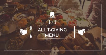 Thanksgiving Day Menu Offer with Dinner Table Facebook AD Design Template