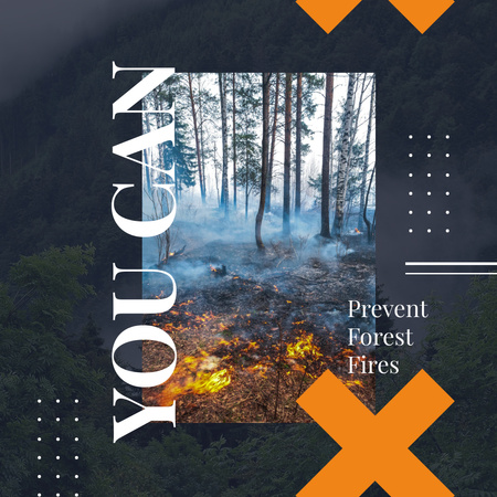 Ecology concept with Fire in dense forest Instagram AD Design Template
