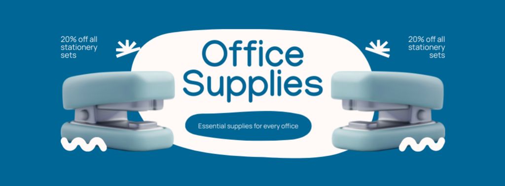 Office Stationery Supplies Discount Facebook cover – шаблон для дизайна
