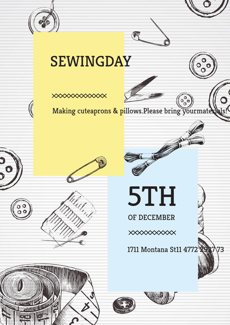 Sewing day event Announcement Poster Tasarım Şablonu