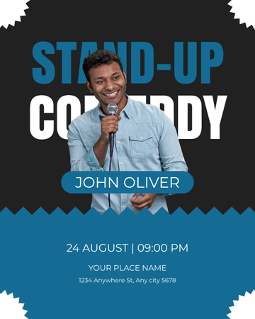 Standup Show with Man in Blue Shirt Instagram Post Vertical Design Template