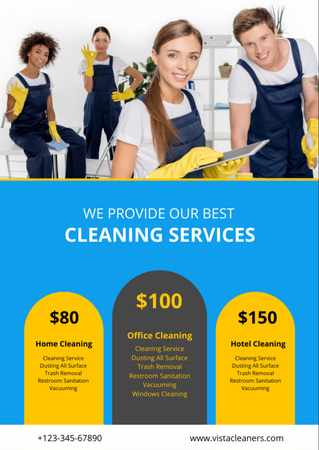 Professional Team for Cleaning Services Flyer A6 Tasarım Şablonu
