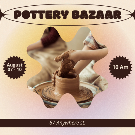 Pottery Bazaar With Clay Pot Forming Instagram Design Template
