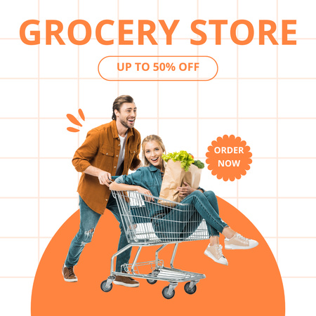 Discount For Ordering In Groceries Instagram tervezősablon