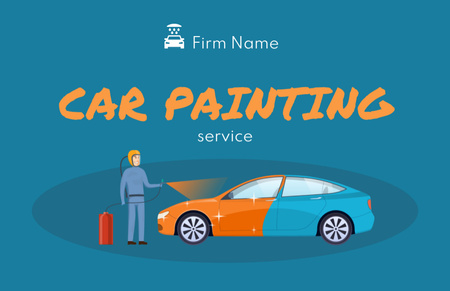 Modèle de visuel Offre de service de peinture automobile - Business Card 85x55mm