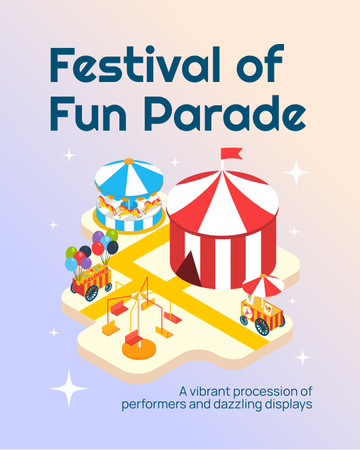 Vibrant Festival Of Fun Parade In Amusement Park Instagram Post Vertical Design Template