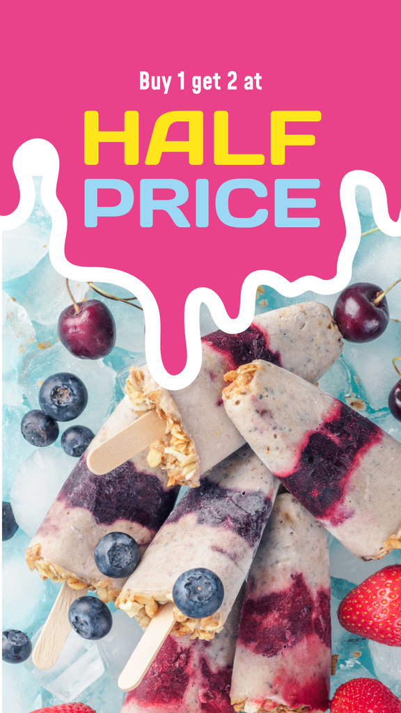 Modèle de visuel Ice cream with Berries - Instagram Story