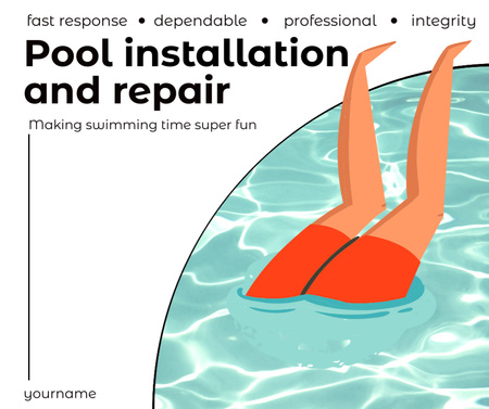 Business on Installation and Repairing Swimming Pools Facebook Design Template