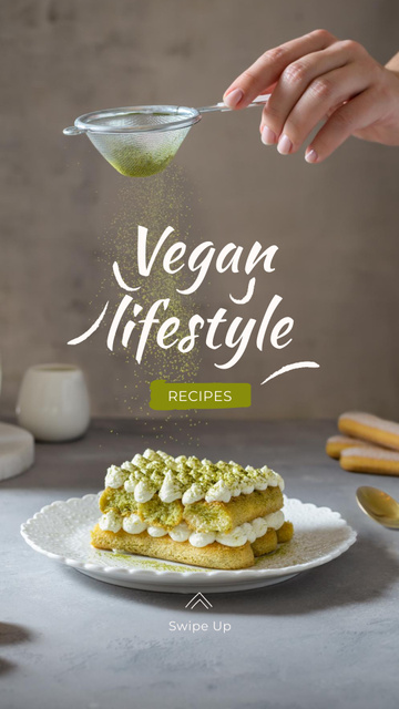 Vegan Lifestyle Concept with Delicious Cake Instagram Story Design Template