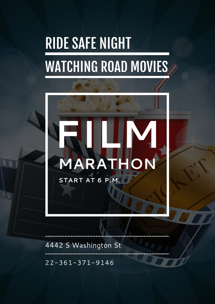 Movie Marathon Night Announcement Poster B2 Design Template