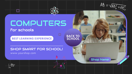 Designvorlage Bestes Angebot an Computern für Schulen in Blau für Full HD video