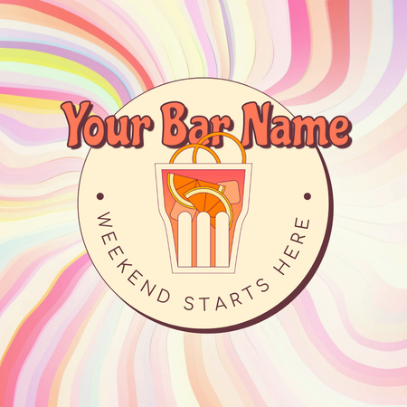 Serinletici İçecek Teklifli Renkli Bar Reklamı Animated Logo Tasarım Şablonu