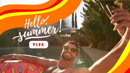 Summer Inspiration with Man relaxing in Pool Youtube Thumbnail Design Template