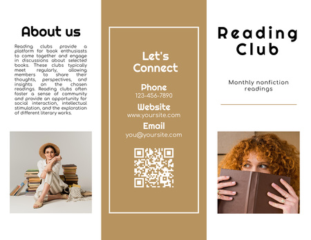 Čtení Club Ad na béžové Brochure 8.5x11in Šablona návrhu