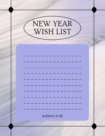 Seznam přání do nového roku ve fialové Notepad 8.5x11in Šablona návrhu