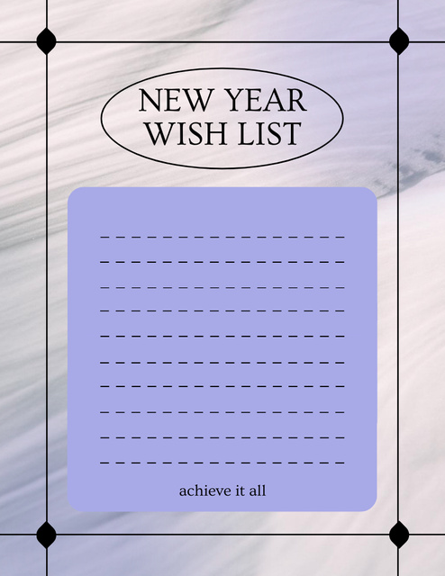 New Year Wish List in Purple Notepad 8.5x11in Design Template