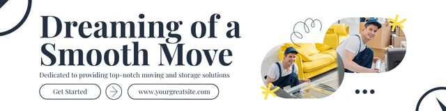 Designvorlage Ad of Smooth Moving Services with Friendly Deliver für Twitter