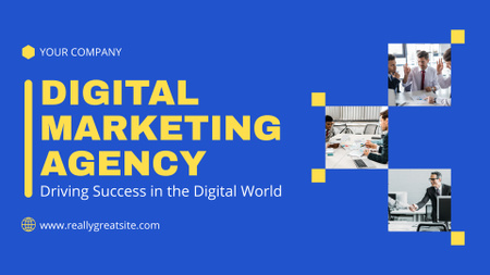 Ontwerpsjabloon van Presentation Wide van Succesvolle beschrijving van een digitaal marketingbureau met getuigenis