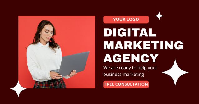 Result-Driven Marketing Agency Services With Consultation In Red Facebook AD Design Template