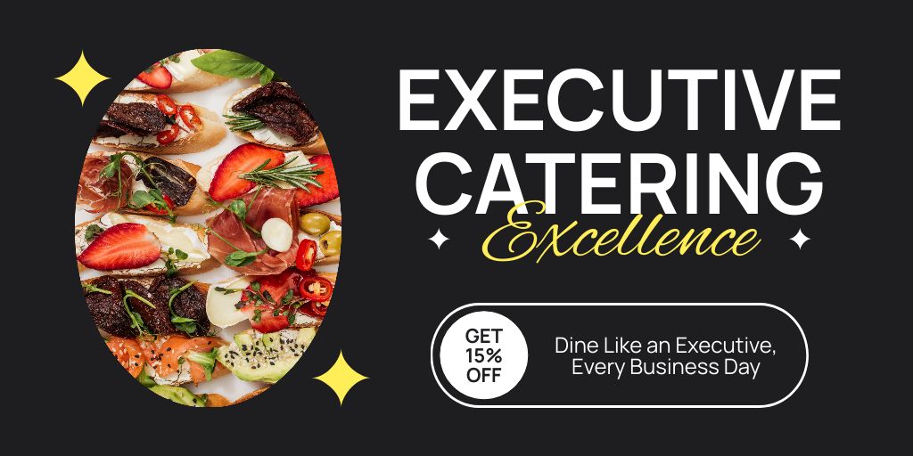 Catering Services with Offer of Discount and Tasty Canape Twitter Design Template