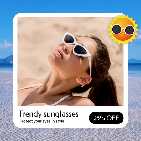 Awesome Sunglasses With Discount In Summer Animated Post Design Template