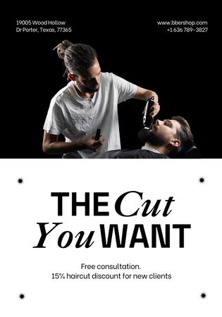 Man shaving in Barbershop Poster 28x40inデザインテンプレート