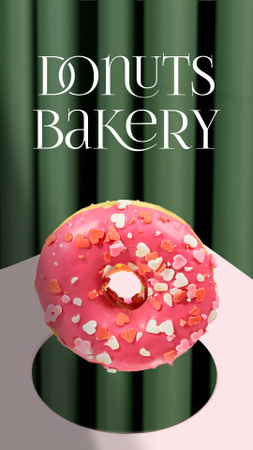 Modèle de visuel Bakery Ad with Colorful Donuts - Instagram Video Story