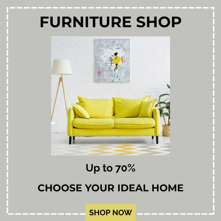 Designvorlage Möbelgeschäft Anzeige mit modernem Sofa für Instagram