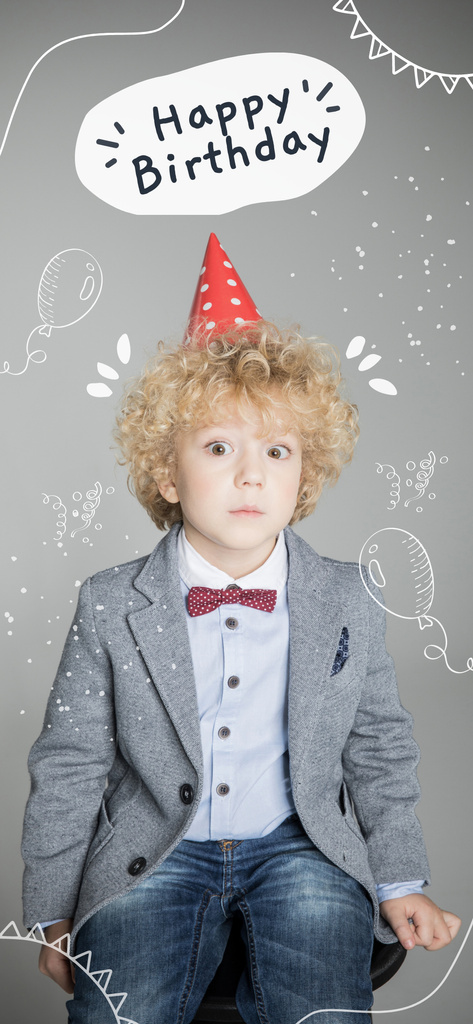 Birthday of Cute Curly Boy Snapchat Moment Filter Πρότυπο σχεδίασης