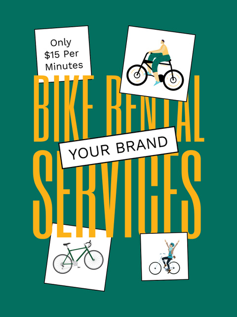 Spectacular Bicycle Rental Announcement With Fixed Price Poster US Design Template