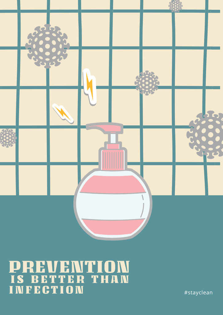 Hand Sanitizer Dispenser During Pandemic Poster A3 tervezősablon