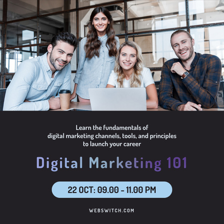 Digital Marketing Training Class Black LinkedIn post Tasarım Şablonu