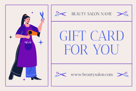 Plantilla de diseño de Anuncio de servicios de salón de belleza con peluquero Gift Certificate 