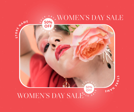 Women's Day Sale Announcement with Tender Beautiful Woman Facebook Design Template