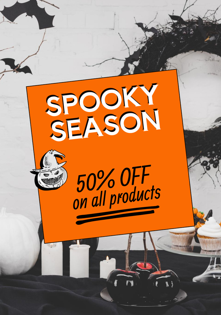 Halloween Special Discount Offer with Candles Poster 28x40in – шаблон для дизайну