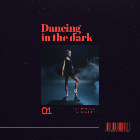 Ballerina in Black Dress on Stage Album Cover Design Template