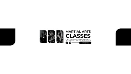 Plantilla de diseño de Promoción de clases de artes marciales: luchador fuerte y seguro Youtube 
