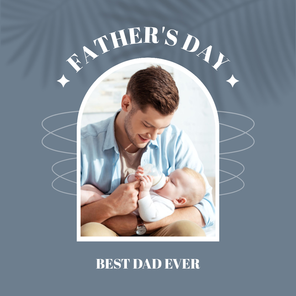 Father Feeding Baby Son Instagram Design Template