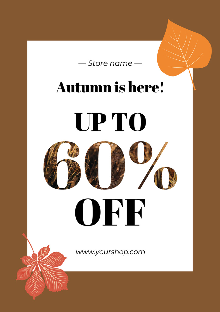 Autumn Sale Announcement on Brown Poster Design Template