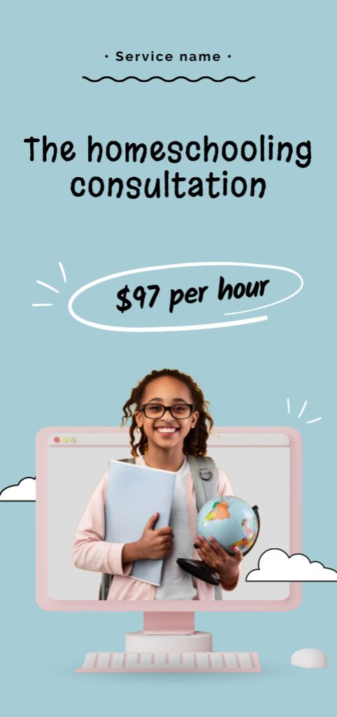 Home Education Ad on Blue Flyer DIN Large Design Template