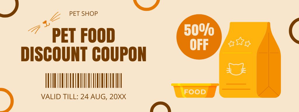 Ontwerpsjabloon van Coupon van Animal Food Discount Voucher on Orange