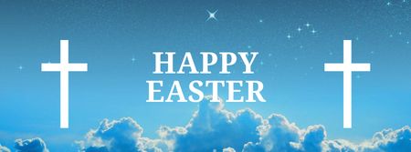 Easter Greeting with Crosses in Heaven Facebook cover Design Template