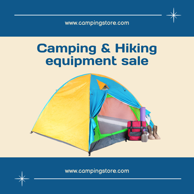 Camping and Hiking Equipment Sale Announcement Instagram Πρότυπο σχεδίασης