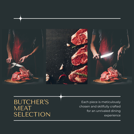 Selected Meat Cuts in Butcher Shop Instagram Design Template